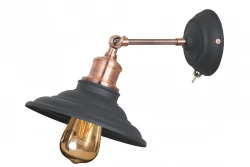 Decorlamp Loret nastavljiva črna stenska svetilka s stikalom, premer 20 cm, model 7901