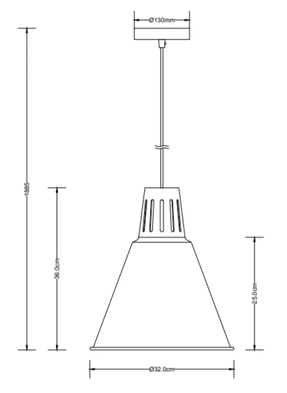 Decor Gianni stijlvolle zwarte koperen hanglamp met een diameter van 32 cm, 8105