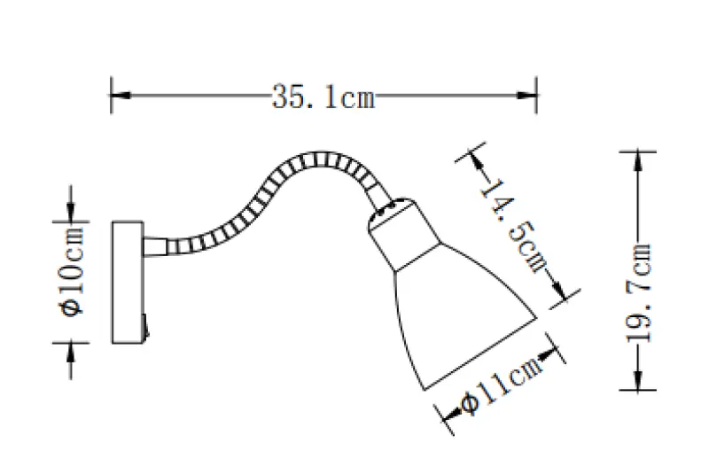 Decor Etore bela stenska svetilka s kovinsko roko, premer 11 cm, 1952