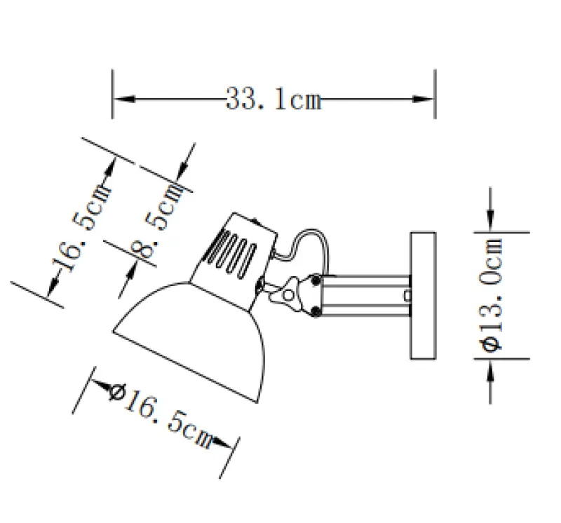Decor Artemia elegantna siva stenska svetilka z kovinsko roko premera 16,5 cm 2164
