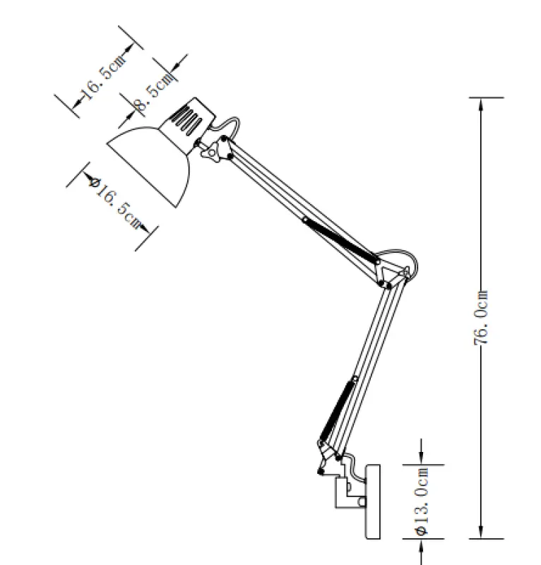 Decor Artemia črna stenska svetilka z kovinskim krakom in belo notranjostjo, premer 16,5 cm, 2270