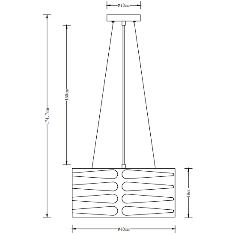 Decor Marisa bela viseča svetilka s stožčastimi vodoravnimi režami, največ 3 svetlobni viri, premer 40 cm, 2782