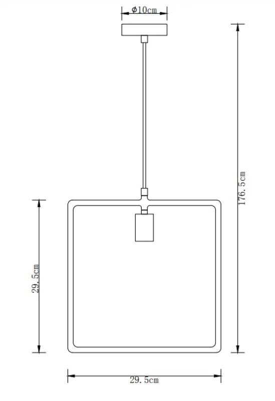 Decor Lija črna enotočkovna kvadratna viseča svetilka 2614