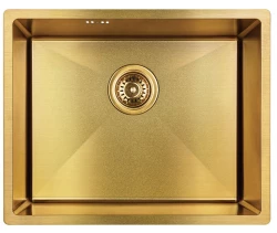 Aquadesign Sinks gouden RVS spoelbak goudkleur PVD goud 50x40 onderbouw, vlakbouw en opbouw 1208957698