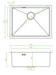Aquadesign Sinks gouden RVS spoelbak goudkleur PVD goud 50x40 onderbouw, vlakbouw en opbouw 1208957698