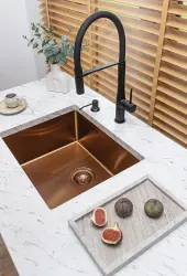 Aquadesign Sinks koper RVS spoelbak koper kleur PVD 50x40 podgradna, ravna in nadgradna montaža 1208957700