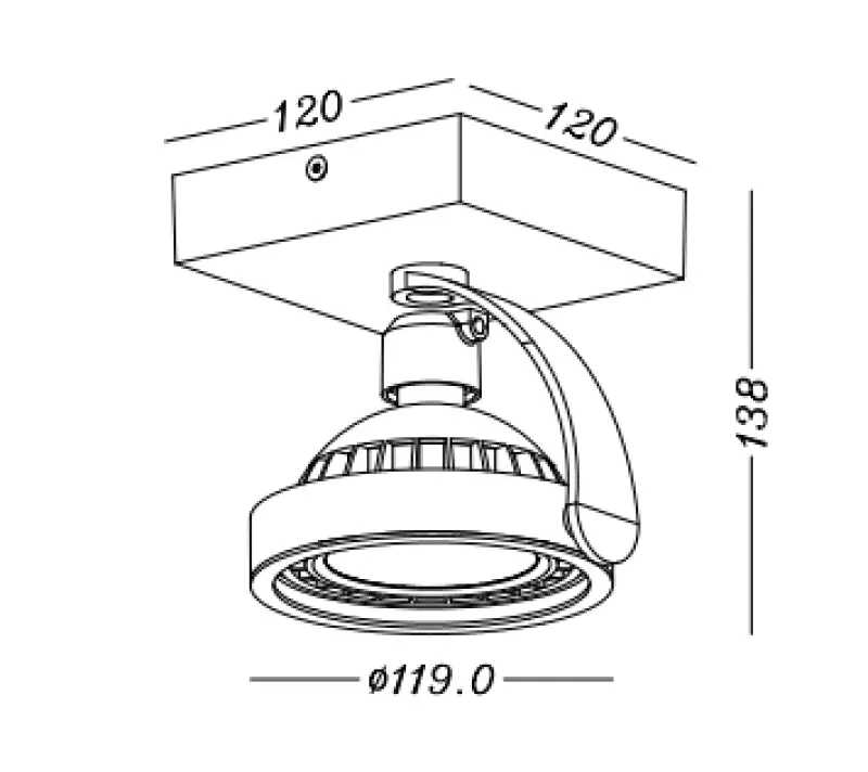 Decoreer Wally plafondlamp of wandlamp antraciet met beweegbare kop, 1 lichtbron 4281
