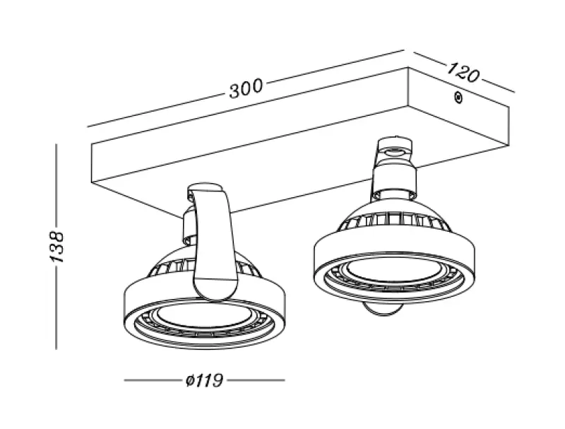 Decor Wally stropna svetilka ali stenska svetilka bela v premični glavi 2 svetlobna vira 4373
