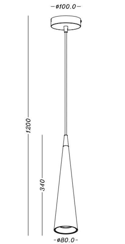 Decor Evi stožčasta aluminijasta viseča svetilka črna 4410
