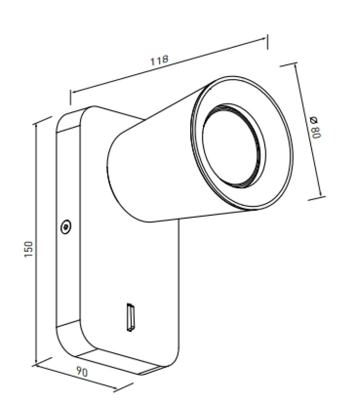 Decor Elli moderna črna stenska svetilka s stikalom in 1 svetlobnim virom 4533