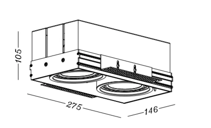 Decor Milo črna vgradna stropna svetilka brez okvirja z 2 svetlobnima viroma 4755