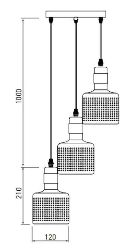 Decor Bellis črno zlata cilindrična viseča svetilka s 3 svetlobnimi viri 4680