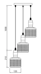 Decor Bellis bela zlato cilindrična viseča svetilka s 3 svetlobnimi viri 4611