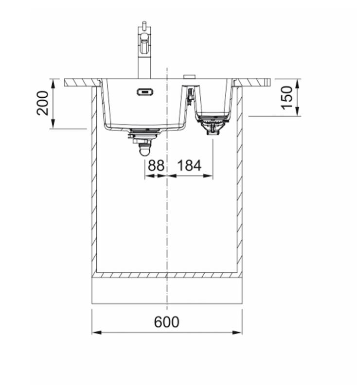 Franke Maris MRG 160-34-15 Fragranite Stone siv sivi umivalnik Leva stran vgradnja pod pultom