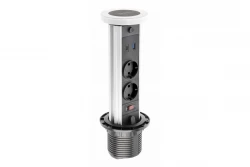 Indux Lift verzinkljiva ozemljitvena vtičnica bele barve za kuhinjo v delovni plošči z osvetlitvijo, 2 x USB in brezžičnim polnjenjem 1208957838