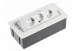 Indux Flip Medium kuhinjska vtičnica z ozemljitvijo v delovni plošči ali zgornji omarici, bela, s 3 vtičnicami 1208957843
