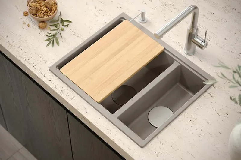 Quadri Newport II wit 1,5 pomivalno korito granit nadgradni in vgradni pomivalnik 555x460mm z inox čepom 1208957860