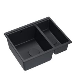 Quadri Newport II zwart 1,5 pomivalno korito granit nadgradna in vgradna pomivalna korita 555x460 mm z nerjavečim čepom 1208957861