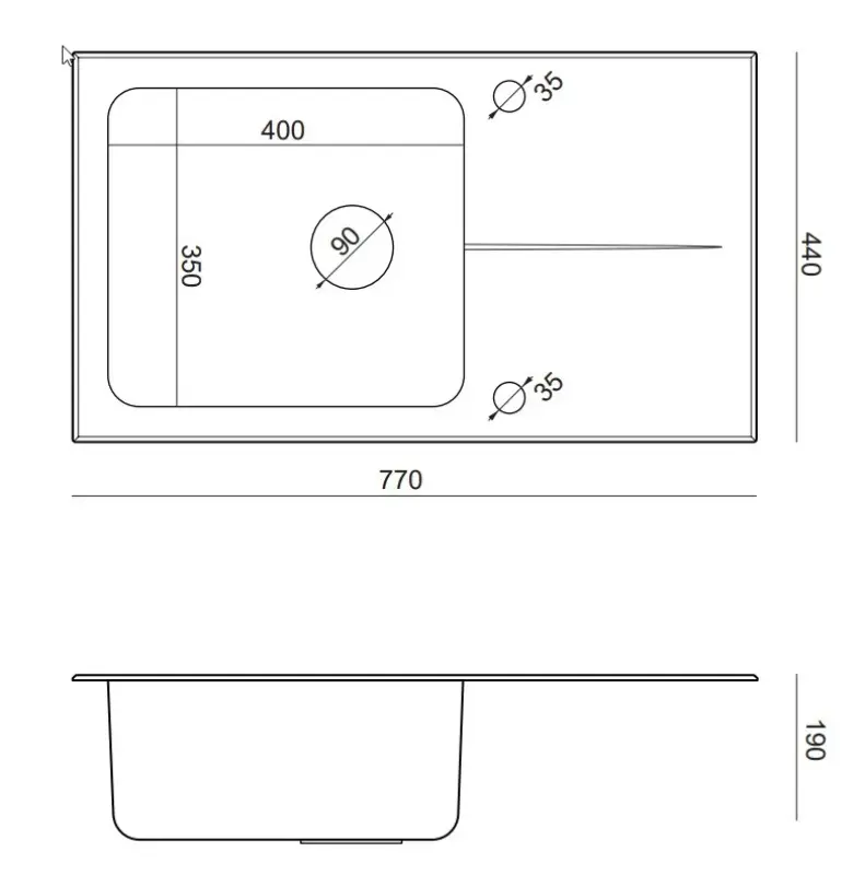 Quadri Glazz nadgrajena pomivalno korito iz nerjavečega jekla s črnim steklenim odcejalnikom, obojestransko, 77x44, 1208957862