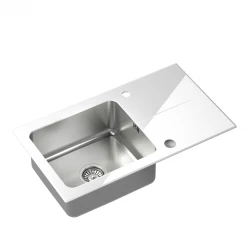 Quadri Glazz vgradno umivalno korito iz nerjavečega jekla z belim steklenim odcejalnim delom, obrnljivo, 77x44 1208957863