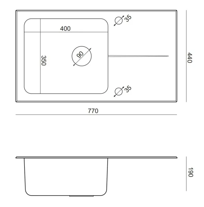 Quadri Glazz vgradno umivalno korito iz nerjavečega jekla z belim steklenim odcejalnim delom, obrnljivo, 77x44 1208957863