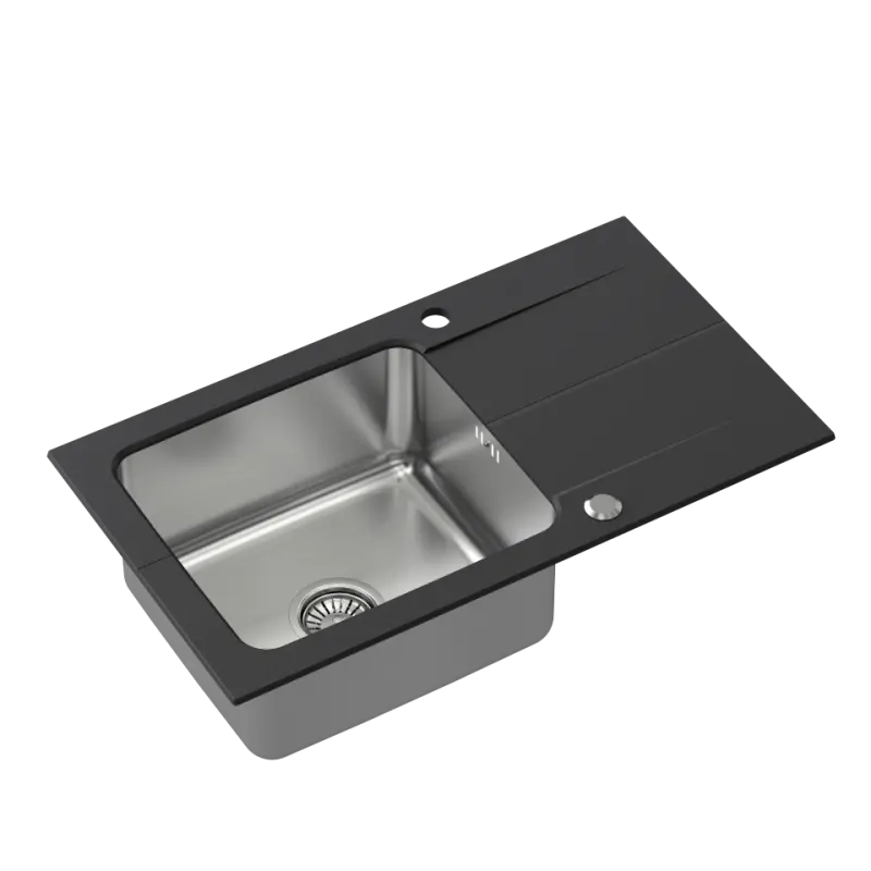 Quadri Fusion vgradno inox pomivalno korito z odcejalnikom iz oniks granita 78x44, reverzibilno 1208957871