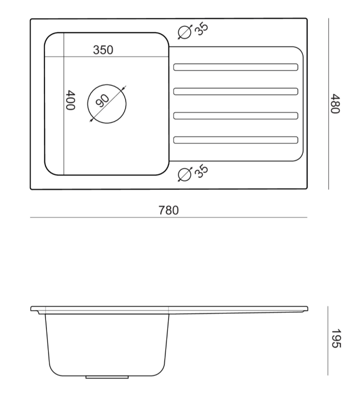 Quadri Fusion vgradno nerjaveče jeklo pomivalno korito s črnim granitnim odcejalnikom 78x48 obojestransko 1208957875