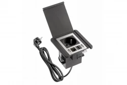 Indux Flip vgradna vtičnica z ozemljitvijo mat črna z 2xUSB A, 1xRJ45 in HDMI priključkom črna 1208957915