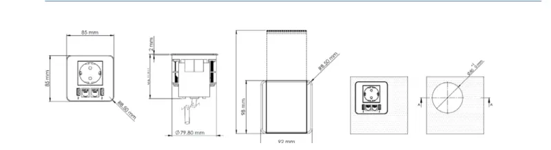 Indux Flip mat črna vgradna vtičnica z ozemljitvijo in 2x USB A, 1x RJ45 ter 1x HDMI priključkom 1208957917