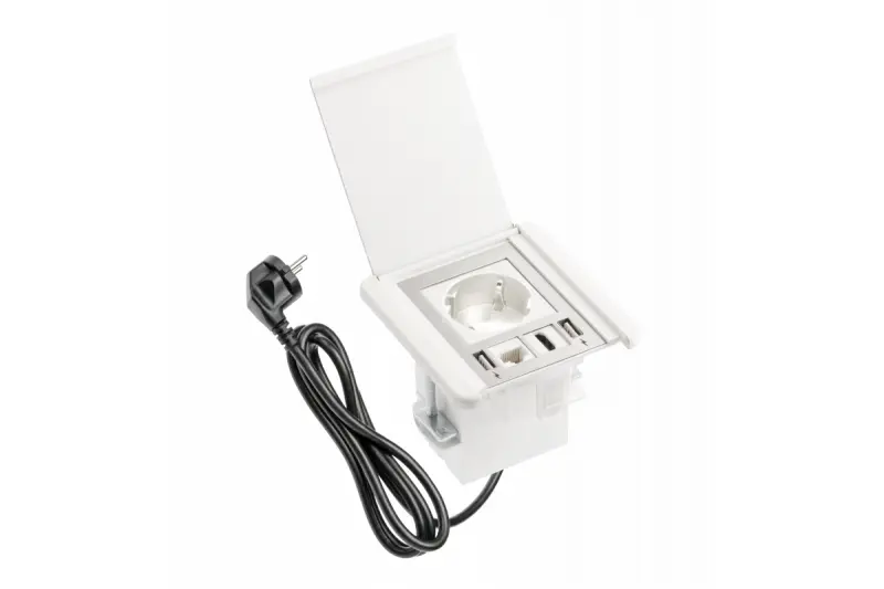 Indux Flip vmat wit randaarde inbouw stopcontact met 2xUSB A, 1xRJ45 en HDMI priključek 1208957919