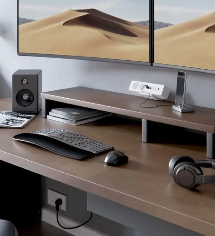 Indux Desk pisarniška ali mizna bela mat podloga z dvema električnima vtičnicama, 1xUSB A, 1xUSB C, 1xRJ45 in 1xHDMI 1208957921