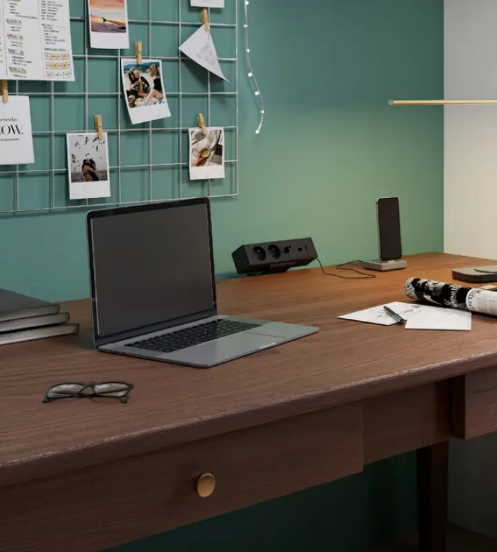 Indux Desk bureau of tafelmat zwart met randaarde stopcontact (2x) met 1x USB A, 1x USB C, 1x RJ45 en 1x HDMI 1208957922