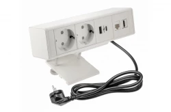 Indux Desk bureau- of tafelmat wit met randaarde stopcontact (2x) met 1xUSB A, 1xUSB C, 1xRJ45 in 1xHDMI 1208957923