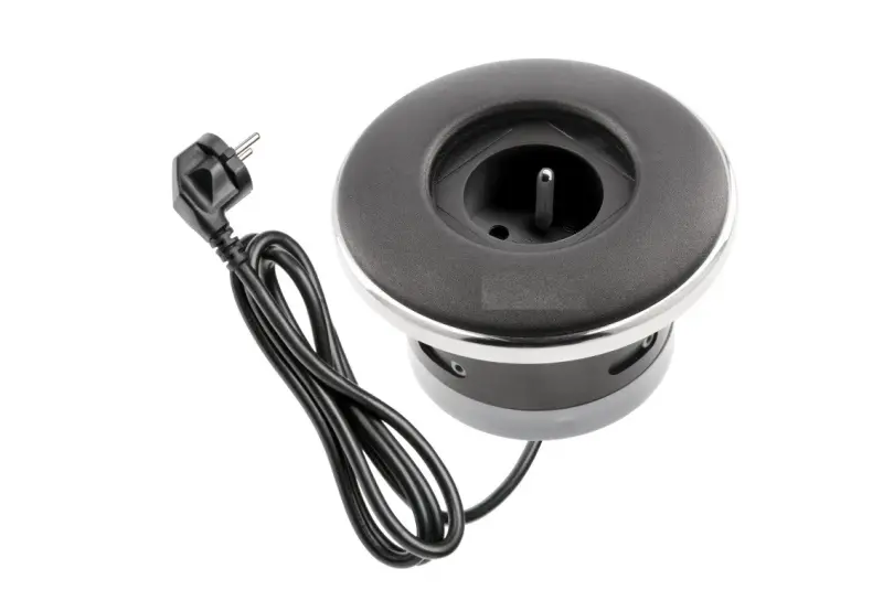 Indux Cover vgradna vtičnica s prizemljitvijo v mat črni barvi z zaklepno pokrovom 1208957924