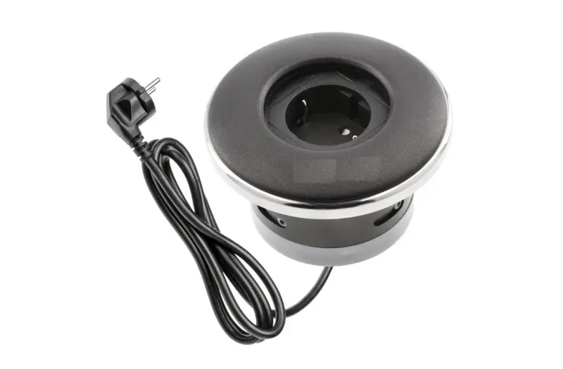 Indux Cover vgradna ozemljitvena črna mat vtičnica z zaklepnim pokrovom 1208957926