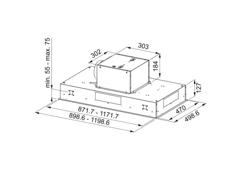 Franke Smart stropna enota iz nerjavečega jekla, kuhinjska napa 90 cm 350.0590.184