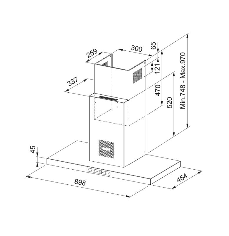 Franke Mythos Air Hub T stenski model mat črna kuhinjska napa 90cm 325.0679.323