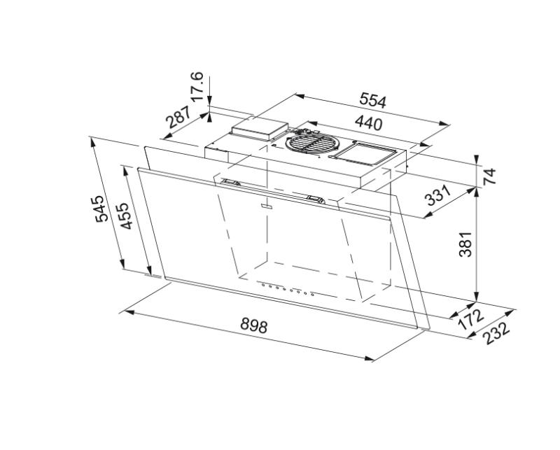 Franke Mythos Air Hub V viseča črna kuhinjska napa 90 cm 330.0679.324