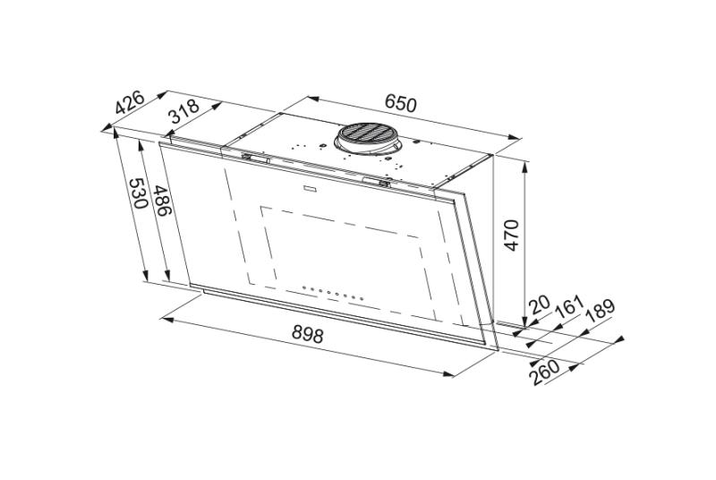 Franke Mythos Pro stenska napa iz črnega stekla 90 cm 330.0682.353