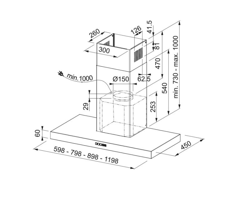 Franke Mythos Tale stenska mat črna napo 90 cm 325.0657.512.