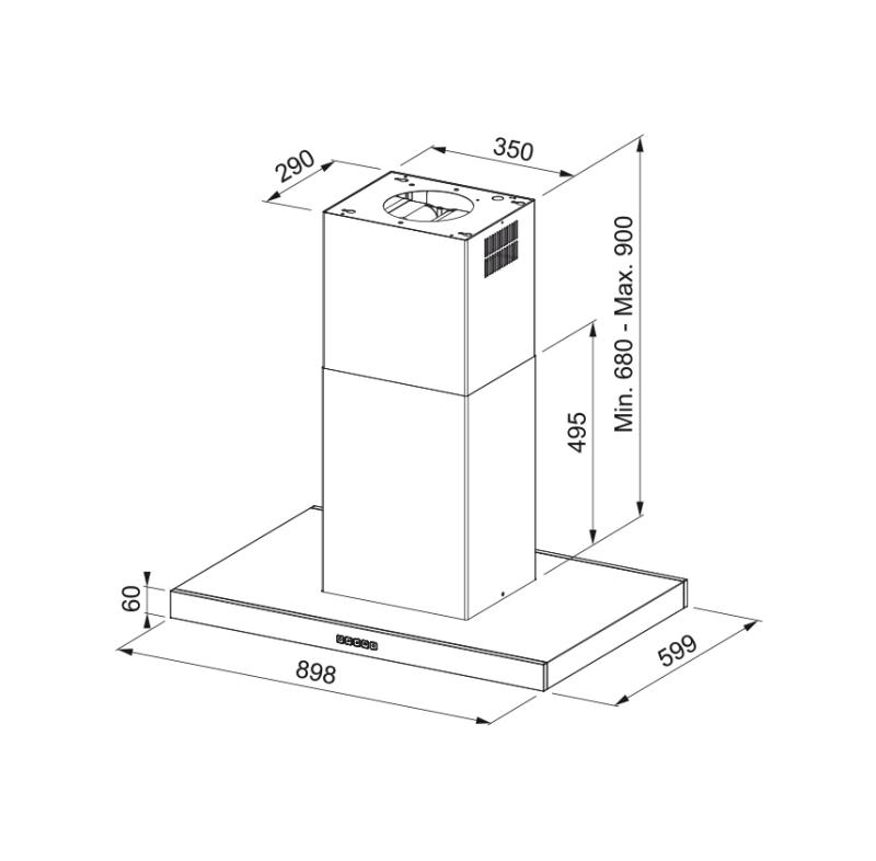 Franke Mythos Tale otok nerjaveče jeklo kuhinjska napa 90 cm 325.0552.774
