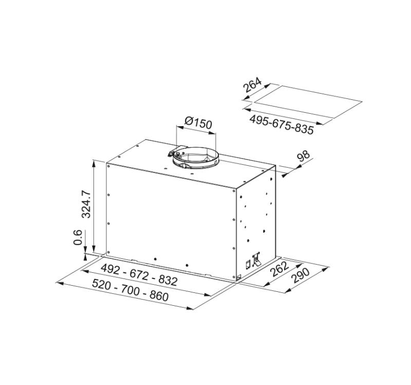 Franke Mythos Box Flush Premium vgradna nerjavna napa 86 cm 305.0665.370