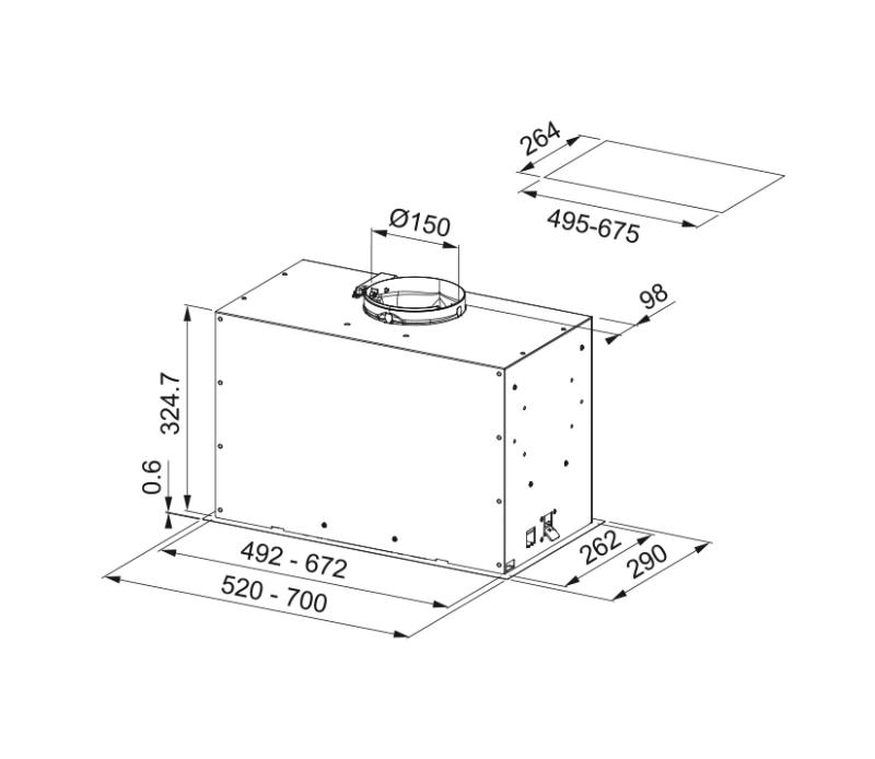 Franke Maris Box Flush EVO vgradna mat črna napa 52 cm 305.0665.364
