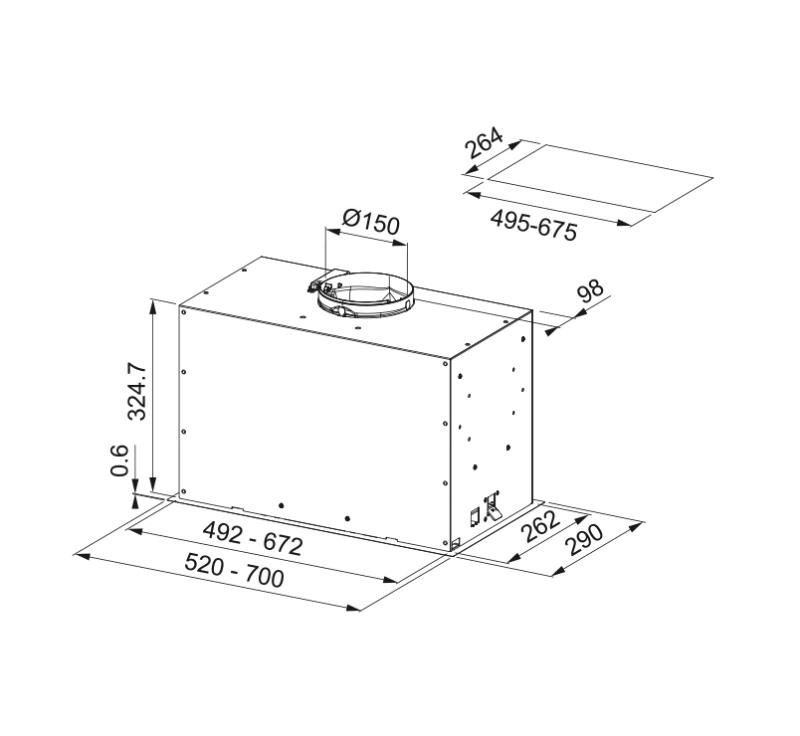 Franke Maris Box Flush EVO vgradna nerjaveča jeklena napa 70 cm 305.0665.361
