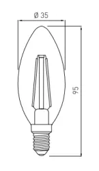 Decor Lumiere ovalna LED žarnica E14 Filament toplo bela 2700K dimljeno steklo 35mm
