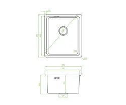 Aquadesign R25 jeklen nadgradni, vgradni in poravnani pomivalni korito iz nerjavečega jekla 34x40cm 1208958201