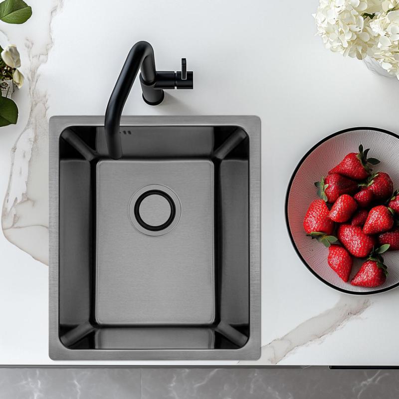 Aquadesign R25 jeklena nadgradna, vgradna in ploskovna pomivalno korito gun metal 34x40cm 1208958205