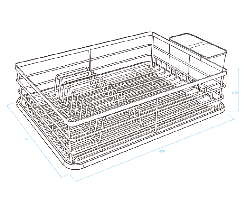 EPKA Dish črna odcejalna posoda jeklo 43x14x32cm 1208958246