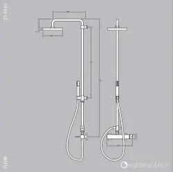 Waterevolution Flow tuš kombinacija z deževno prho PVD Gun Metal T141GME