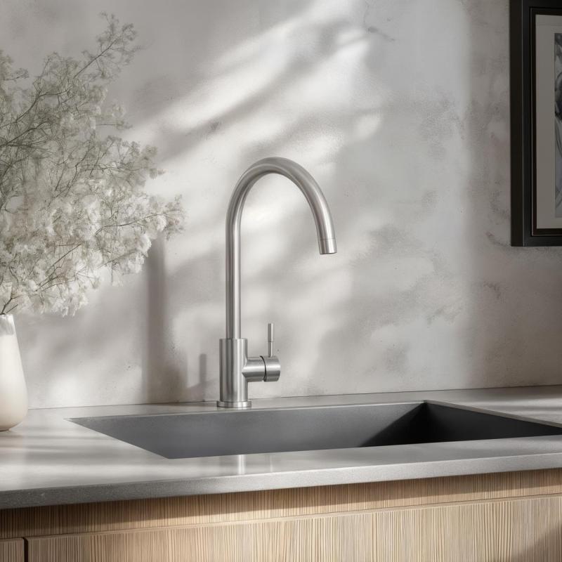 Ausmann Inox Round kuhinjska pipa z vrtljivim izlivom v celoti iz nerjavečega jekla 1208958308